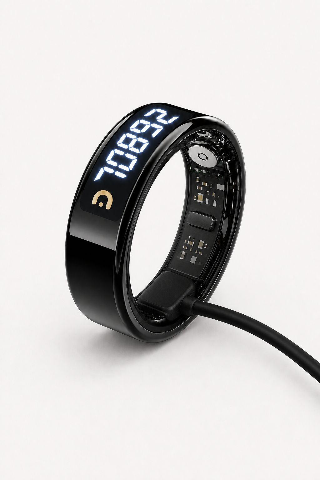 Slim Ring connected to its magnetic charging cable